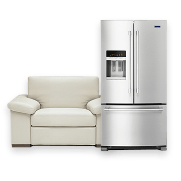 Loveseat and fridge